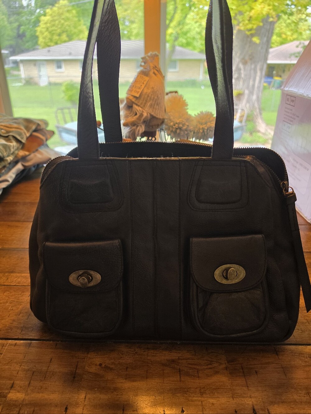 Free People Classic Black Leather Purse